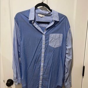beachlunchlounge Blue and White Striped Button-Down Shirt